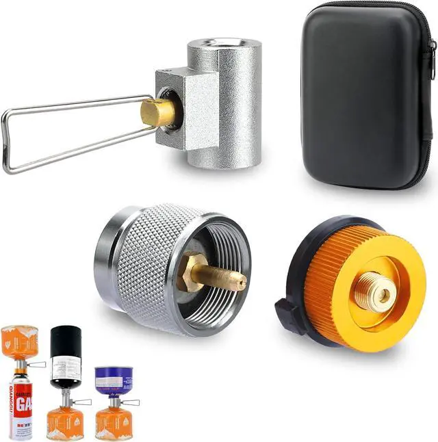 Main image of SAN LIKE 3PCS Camping Stove Gas Adapter Propane Isobutane Butane Refill Gas Adapters Set Propane to Butane Adapter Outdoor Camp Fuel Canister Adapter Conversion