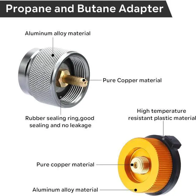 Alt view image 4 of 7 - SAN LIKE 3PCS Camping Stove Gas Adapter Propane Isobutane Butane Refill Gas Adapters Set Propane to Butane Adapter Outdoor Camp Fuel Canister Adapter Conversion