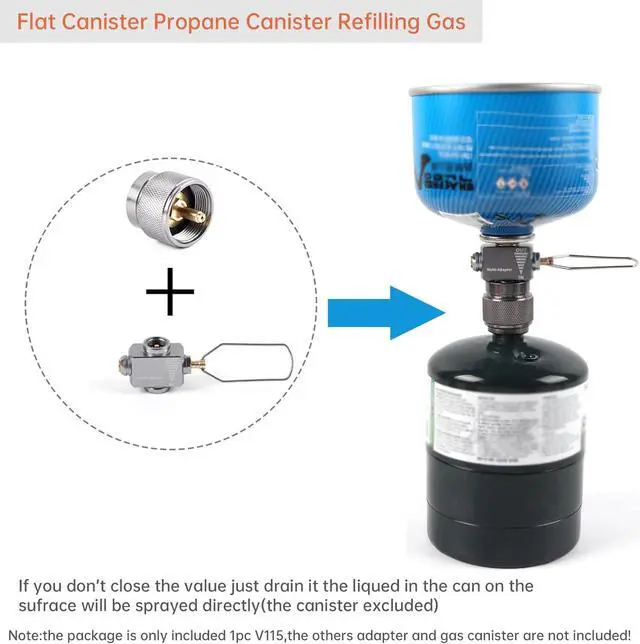 Alt view image 6 of 7 - Fuel Canister Refill Adapter Isobutane/Butane Refill Adapter Lindal Valve Canister Shifter Gas Saver Plus Camping Stove Adapter With Air Vent Function