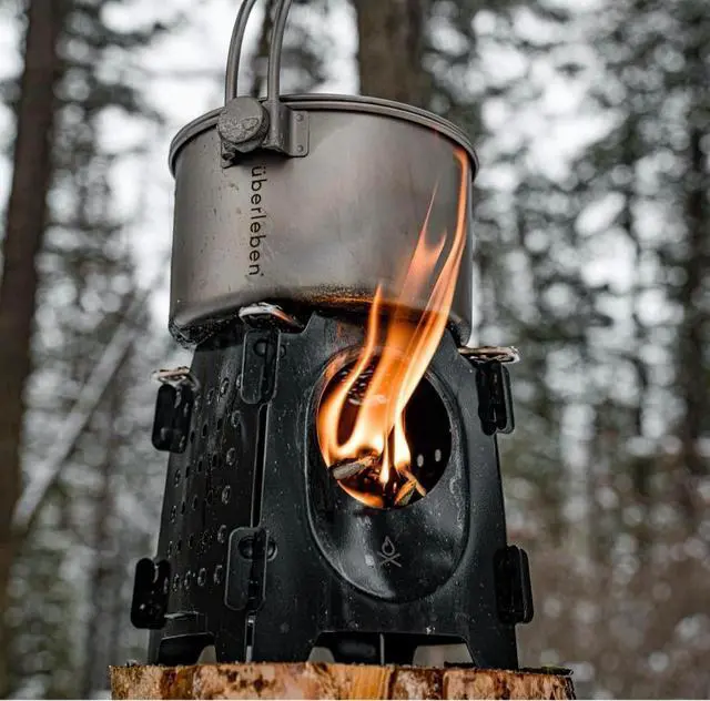 Alt view image 5 of 7 - überleben Stöker Wood Burning Camp Stove - Stainless Steel Portable Wood Stove for Camping, Backpacking, & Hiking - 18oz Folding Camping Stove - Small Wood Stove Camping Essentials (Carbon Black)