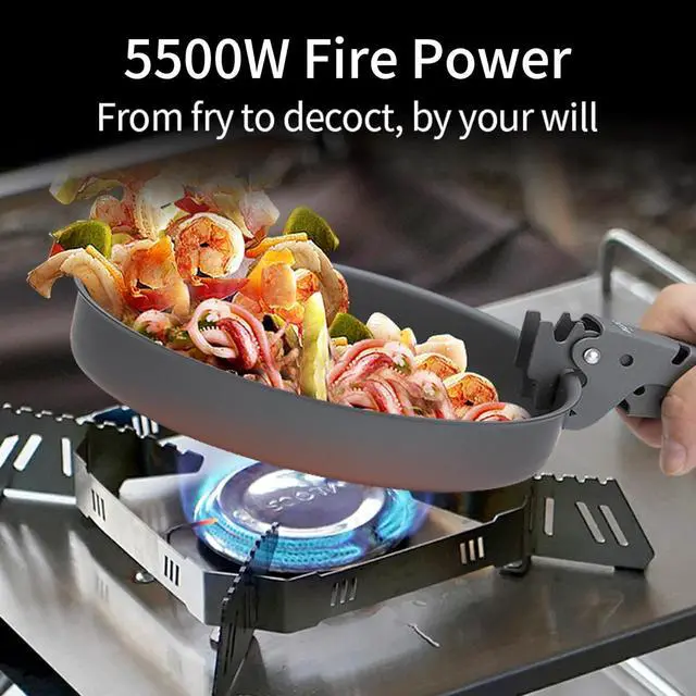 Alt view image 2 of 7 - ALOCS Camping Stove, 5500KW Portable Stove with Adjustable Burners, Foldable Table IGT Stove, Gas Camp Stove Propane Burners for Outdoor Cooking,Hiking, Camping, Emergency