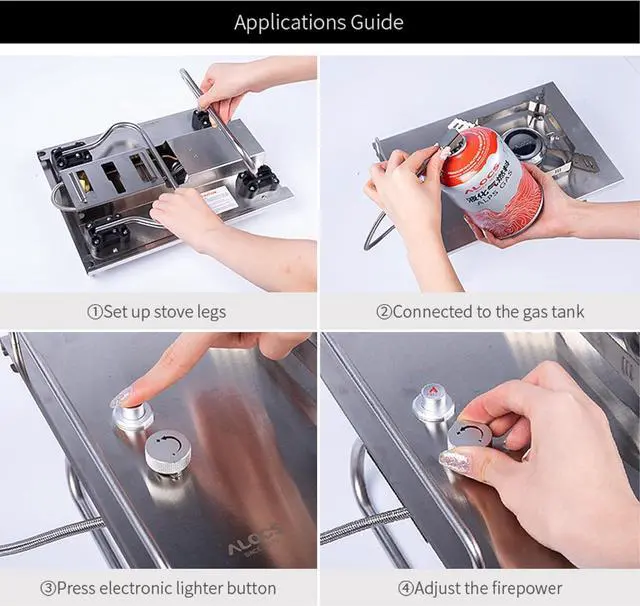 Alt view image 6 of 7 - ALOCS Camping Stove, 5500KW Portable Stove with Adjustable Burners, Foldable Table IGT Stove, Gas Camp Stove Propane Burners for Outdoor Cooking,Hiking, Camping, Emergency