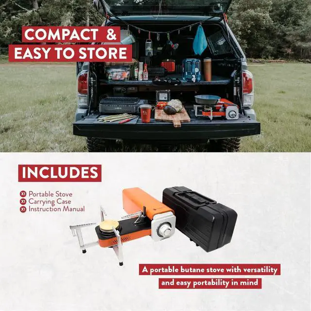 Alt view image 6 of 7 - GasOne GS-8300 - Camp Stove Compact Butane Stove with Carrying Case - Foldable Portable Stove