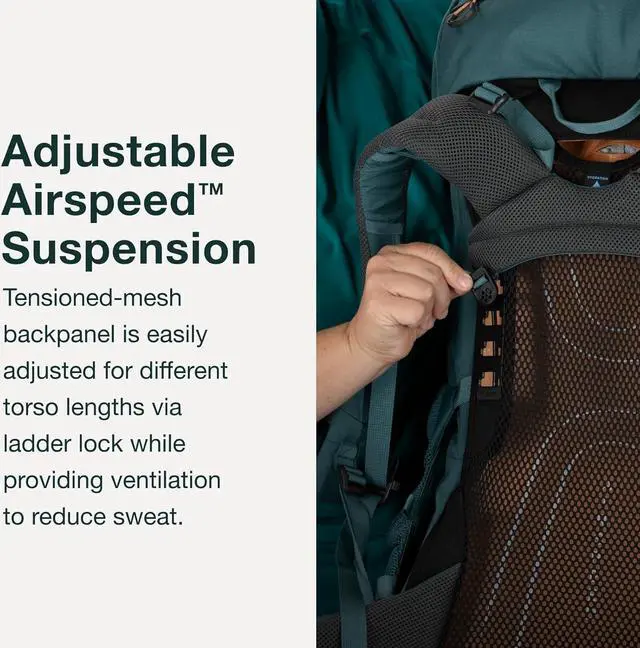 Alt view image 4 of 6 - Osprey Renn 50L Women's Backpacking Backpack, Cascade Blue/Melon Orange