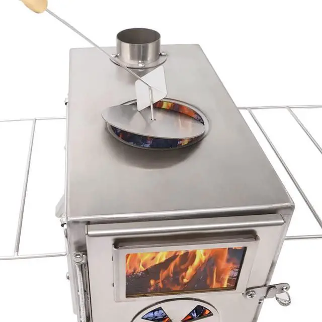 Alt view image 7 of 7 - Fitinhot Tent Stove, Portable Camping Wood Burning Stoves Stainless Steel with Chimney Pipes for Outdoor Cookout, Hiking, Travel, Backpacking Trips (Silver)