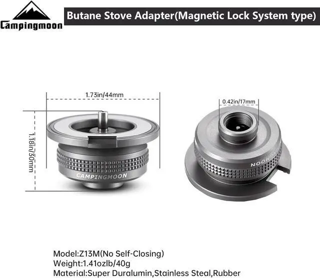Alt view image 3 of 5 - Campingmoon Camping Gas Stove Adapter, Input: EN417 Lindal Valve Canister, Output: Butane Gas Stove Z13M