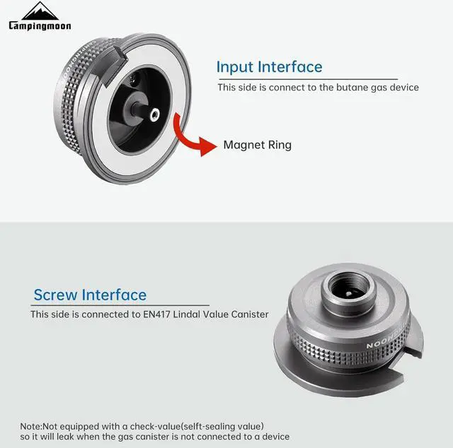 Alt view image 2 of 5 - Campingmoon Camping Gas Stove Adapter, Input: EN417 Lindal Valve Canister, Output: Butane Gas Stove Z13M