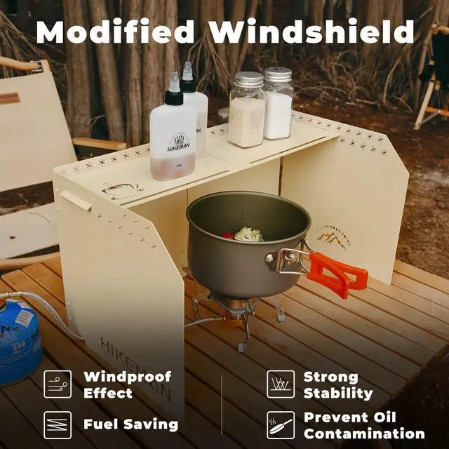 Alt view image 3 of 7 - HIKEAMN Camping Stove Windscreen - Outdoor Folding Gas Stove Windshield,Camping Wind Blocker with a Storage Bag for Camping,Hiking,Picnic,Cooking (black)