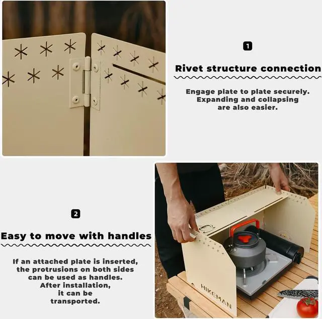 Alt view image 4 of 7 - HIKEAMN Camping Stove Windscreen - Outdoor Folding Gas Stove Windshield,Camping Wind Blocker with a Storage Bag for Camping,Hiking,Picnic,Cooking (black)