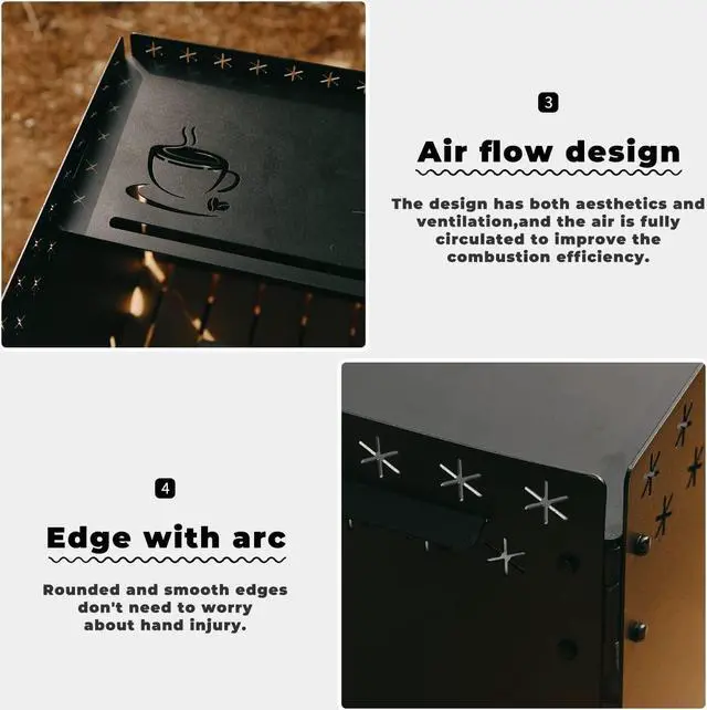 Alt view image 5 of 7 - HIKEAMN Camping Stove Windscreen - Outdoor Folding Gas Stove Windshield,Camping Wind Blocker with a Storage Bag for Camping,Hiking,Picnic,Cooking (black)