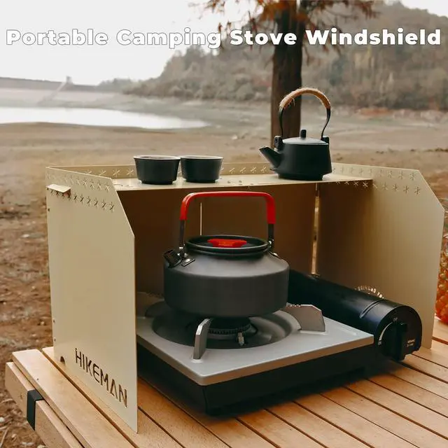 Alt view image 7 of 7 - HIKEAMN Camping Stove Windscreen - Outdoor Folding Gas Stove Windshield,Camping Wind Blocker with a Storage Bag for Camping,Hiking,Picnic,Cooking (black)