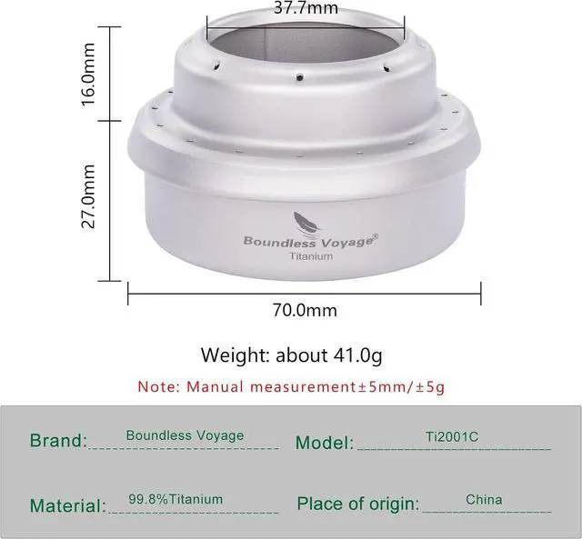 Alt view image 2 of 7 - iBasingo Titanium Mini Spirit Stove Cooker Burner with shelf for Outdoor Camping Picnic Backpacking A-Ti2001C