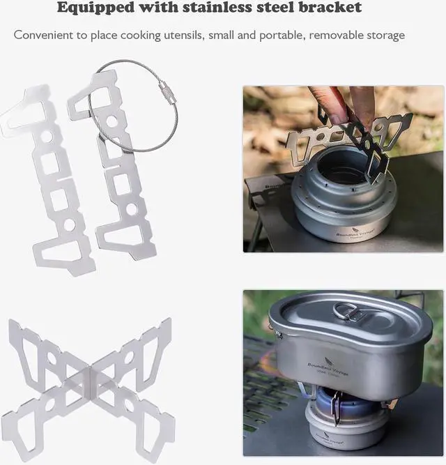 Alt view image 5 of 7 - iBasingo Titanium Mini Spirit Stove Cooker Burner with shelf for Outdoor Camping Picnic Backpacking A-Ti2001C