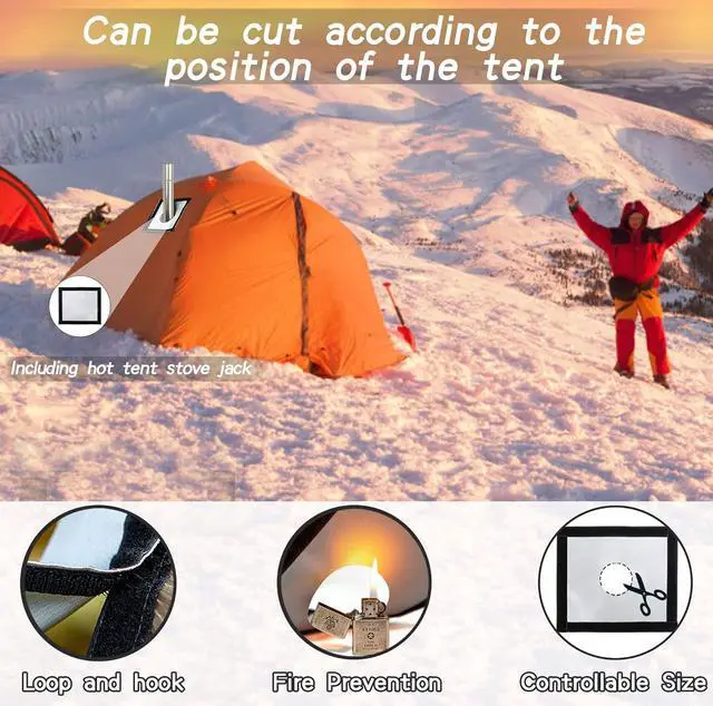 Alt view image 4 of 7 - HOPUBUY Wood Stove Hot Tent Stove, Portable Camping Wood Burning Stove for Outdoor Cooking, Small Wood Stove with 7 Stainless Chimney Pipes and Tent Stove Jack
