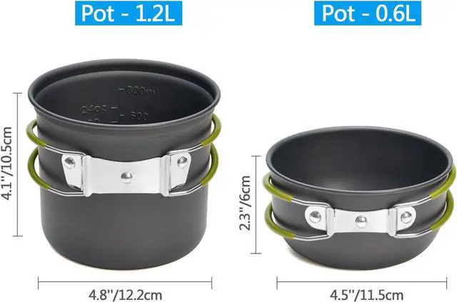 Alt view image 2 of 7 - Odoland Camping Cookware Stove Carabiner Canister Stand Tripod and Stainless Steel Cup, Tank Bracket, Fork Spoon Kit for Backpacking, Outdoor Camping Hiking and Picnic