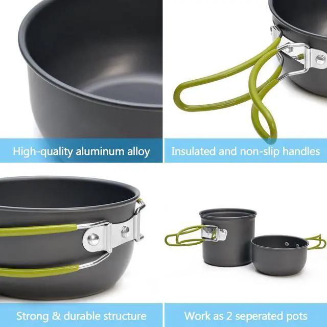 Alt view image 3 of 7 - Odoland Camping Cookware Stove Carabiner Canister Stand Tripod and Stainless Steel Cup, Tank Bracket, Fork Spoon Kit for Backpacking, Outdoor Camping Hiking and Picnic