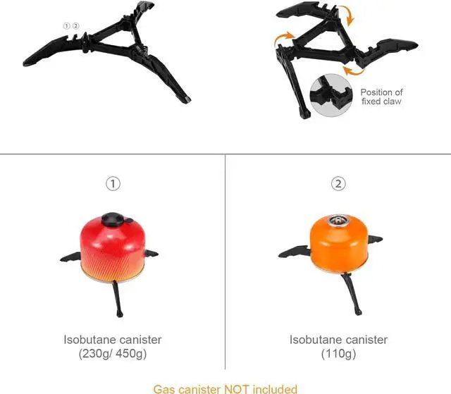 Alt view image 6 of 7 - Odoland Camping Cookware Stove Carabiner Canister Stand Tripod and Stainless Steel Cup, Tank Bracket, Fork Spoon Kit for Backpacking, Outdoor Camping Hiking and Picnic