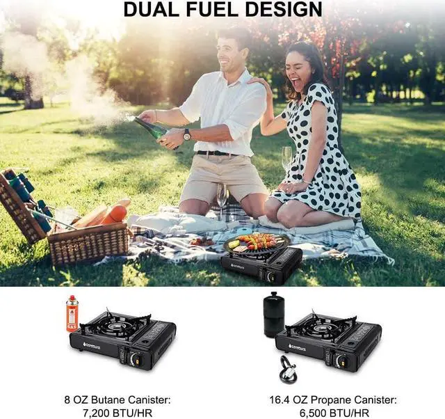 Alt view image 2 of 7 - Camplux Dual Fuel Propane & Butane Stove with Carrying Case, Portable Camping Stoves with CSA Certification