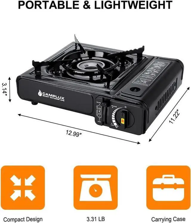 Alt view image 4 of 7 - Camplux Dual Fuel Propane & Butane Stove with Carrying Case, Portable Camping Stoves with CSA Certification