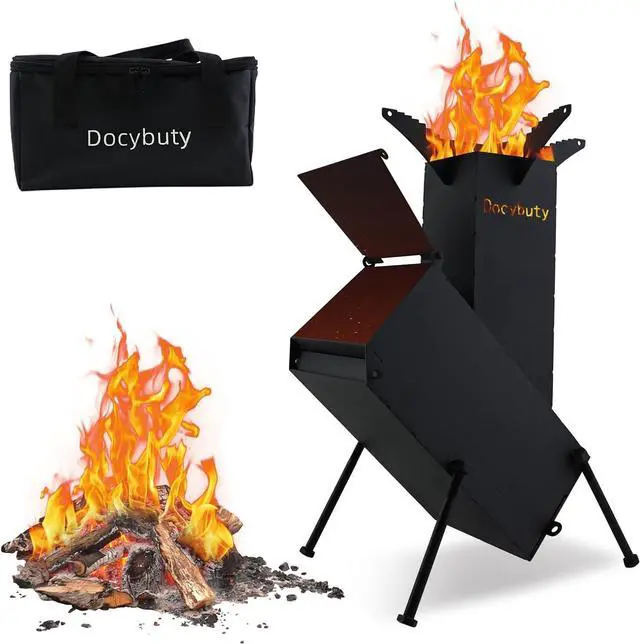 Main image of Rocket Stove Wood Burning Camp Stove Rocket Stove for Cooking Portable Wood Mini Burning Stove, Fire Camping Stove for Cooking backyard cooking Camping grill outdoor events BBQ Comes with storage bag