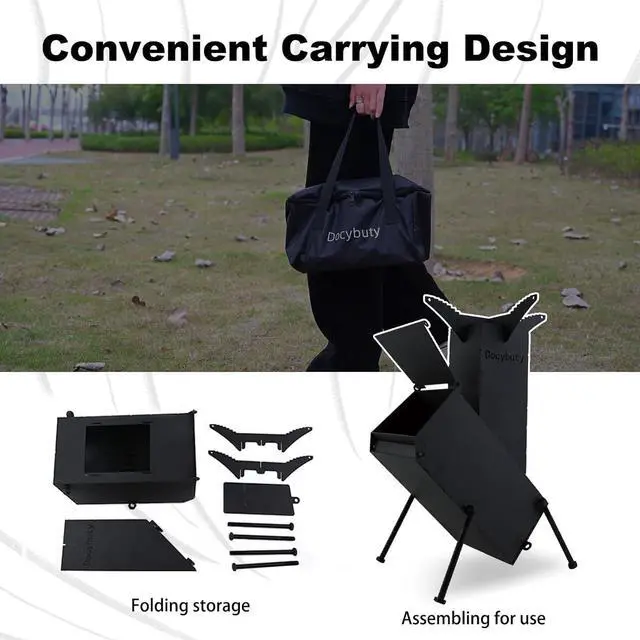Alt view image 3 of 7 - Rocket Stove Wood Burning Camp Stove Rocket Stove for Cooking Portable Wood Mini Burning Stove, Fire Camping Stove for Cooking backyard cooking Camping grill outdoor events BBQ Comes with storage bag
