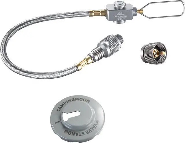 Main image of CAMPINGMOON Propane to Butane Camping Stove Adapter with Hose Valve Convert 16oz/1Lb Small Propane Tank to EN417 Lindal Valve Z22/Z21