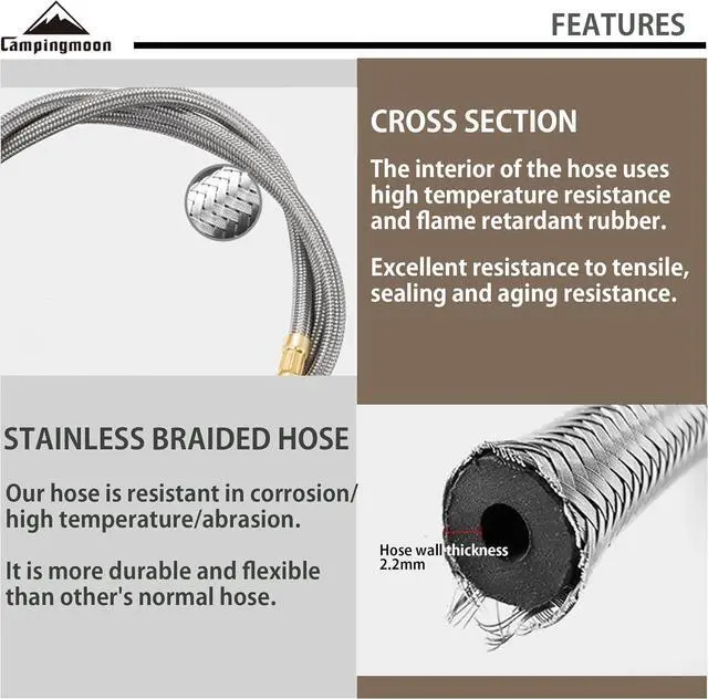 Alt view image 4 of 6 - CAMPINGMOON Propane to Butane Camping Stove Adapter with Hose Valve Convert 16oz/1Lb Small Propane Tank to EN417 Lindal Valve Z22/Z21