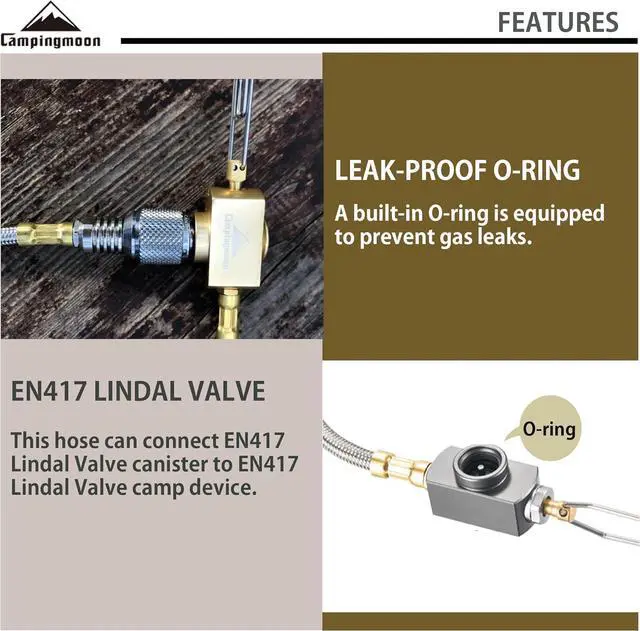 Alt view image 5 of 6 - CAMPINGMOON Propane to Butane Camping Stove Adapter with Hose Valve Convert 16oz/1Lb Small Propane Tank to EN417 Lindal Valve Z22/Z21
