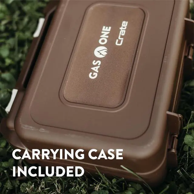 Alt view image 6 of 7 - Gas One Butane Fuel Camp Stove  Crate Series - Mini Stove for Camping, Hiking  Portable Gas Stove with Spiral Flame  Even Heat Distribution  Modern and Easy to Use (Brown)
