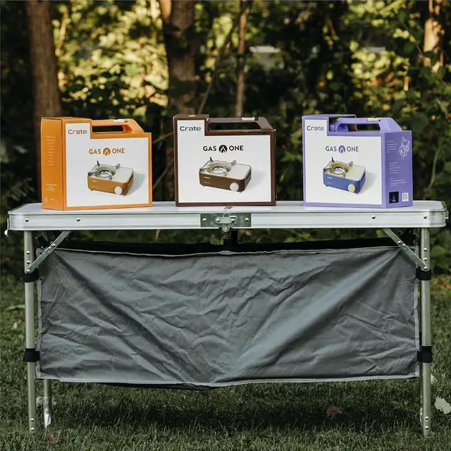 Alt view image 7 of 7 - Gas One Butane Fuel Camp Stove  Crate Series - Mini Stove for Camping, Hiking  Portable Gas Stove with Spiral Flame  Even Heat Distribution  Modern and Easy to Use (Brown)