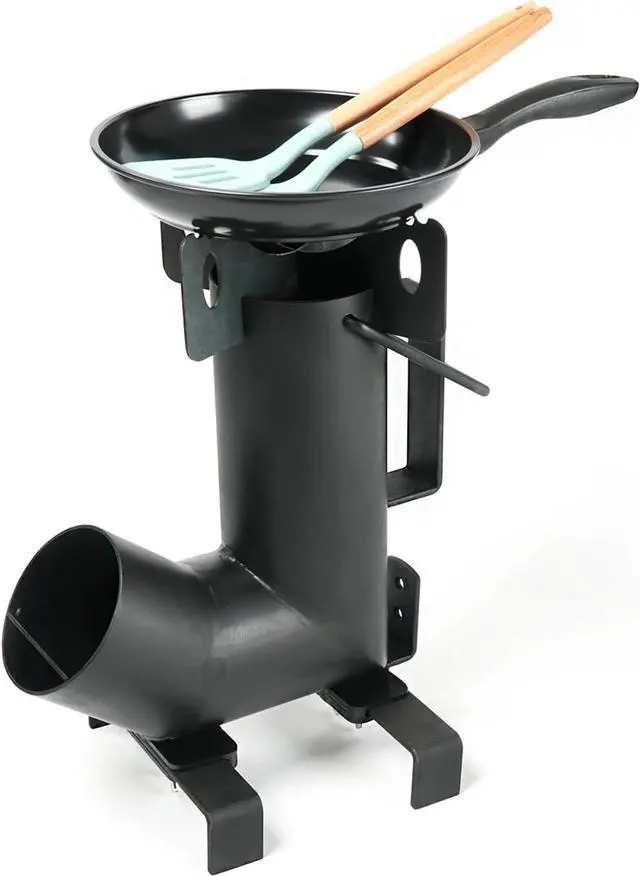 Main image of Wood Burning Rocket Stove, Camping Rocket Stove for Outdoor Cooking with Skillet, Camp Cooking and Emergency Situations