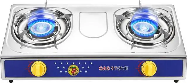 Alt view image 5 of 7 - Vivicreate Camping 20000 BTU 2 burner stainless steel panel auto ignition Propane Gas Outdoor Garden Fishing Hiking Camp Restaurant Stove Burner