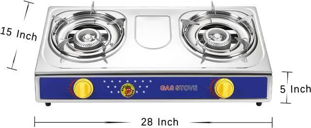 Alt view image 7 of 7 - Vivicreate Camping 20000 BTU 2 burner stainless steel panel auto ignition Propane Gas Outdoor Garden Fishing Hiking Camp Restaurant Stove Burner
