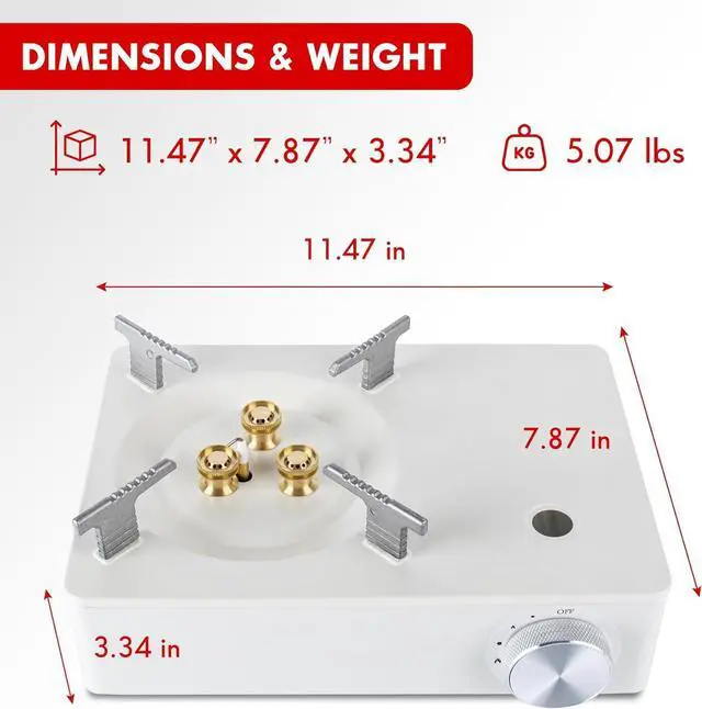 Alt view image 3 of 7 - McKay Camping Stove with Carry Case | Extra High Output, Single Burner Butane Stove Hiking & Camping Accessories, Emergency Preparedness Portable Outdoor Camp Stove, Propane Burner 11942 BTUs| White