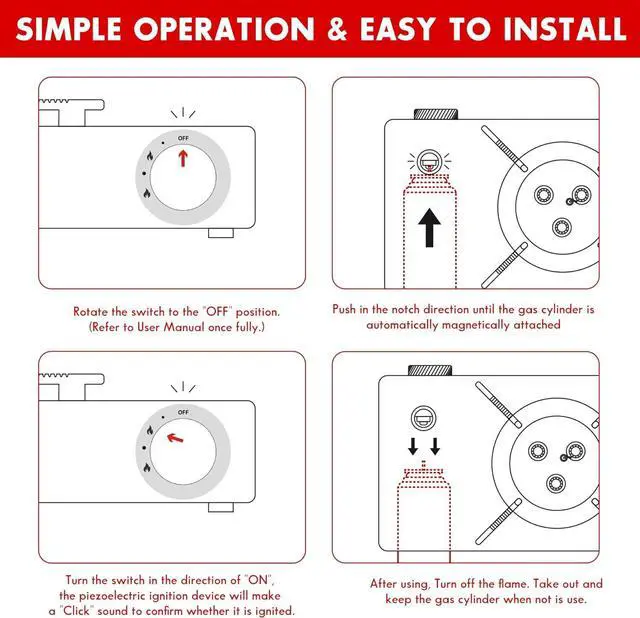 Alt view image 4 of 7 - McKay Camping Stove with Carry Case | Extra High Output, Single Burner Butane Stove Hiking & Camping Accessories, Emergency Preparedness Portable Outdoor Camp Stove, Propane Burner 11942 BTUs| White