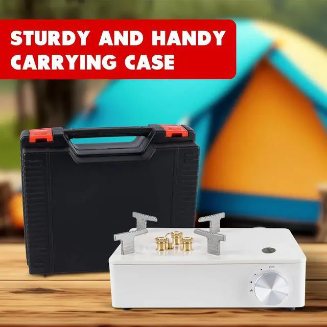 Alt view image 7 of 7 - McKay Camping Stove with Carry Case | Extra High Output, Single Burner Butane Stove Hiking & Camping Accessories, Emergency Preparedness Portable Outdoor Camp Stove, Propane Burner 11942 BTUs| White