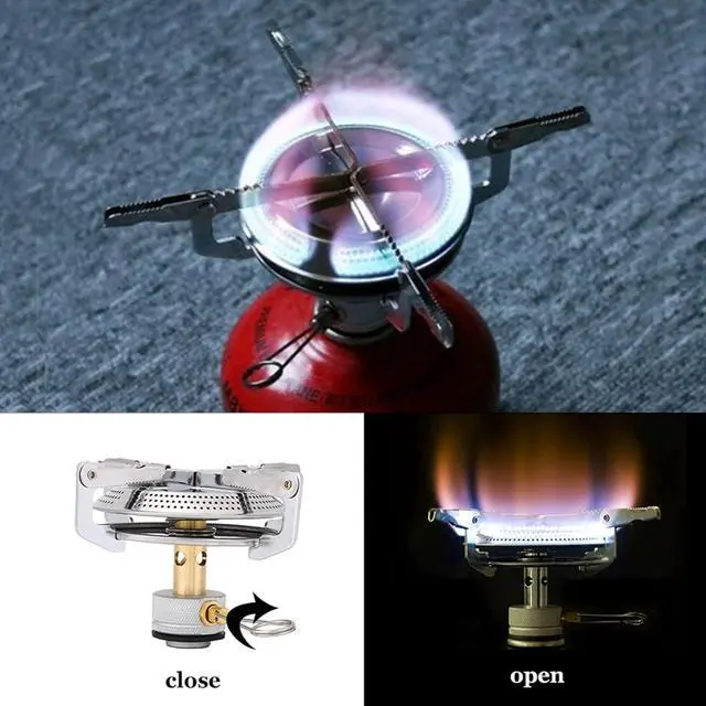 Alt view image 4 of 7 - Hiking Stove,Cam Gas Stove Mini Outdoor Stoves Gas Burner Alloy Portable Cam Mini Picnic Round Stove Burner for Outdoor Camp Kitchen Hiking Rechaud Camping Gaz camping stove