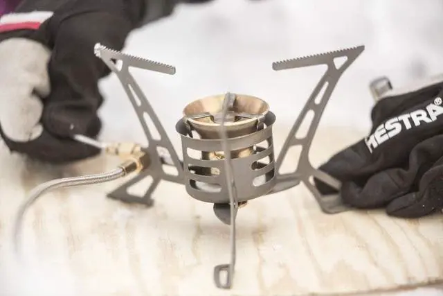 Alt view image 3 of 7 - Primus P-321987 OmniLite Ti Camp Stove with 0.35-Liter Fuel Bottle, Heat Reflector and Windscreen, Grey