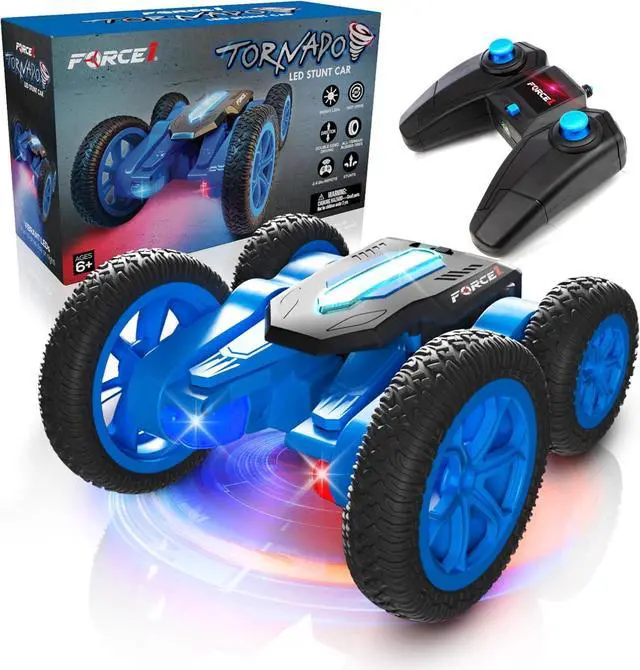 Main image of Force1 Tornado LED Remote Control Car for Kids - Double Sided Fast RC Car, 4WD Off-Road Stunt Car with 360 Flips, All Terrain Tires, LEDs, Rechargeable Toy Car Batteries, and Easy Remote