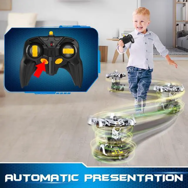 Alt view image 5 of 7 - FDJ Remote Control Car - Transform Toys Car Robot, One Button Deformation to Robot with Flashing Light, 2.4Ghz 1:18 Scale Transforming Police Car Kids Toys with 360 Degree Rotating, Girls Boys Toys