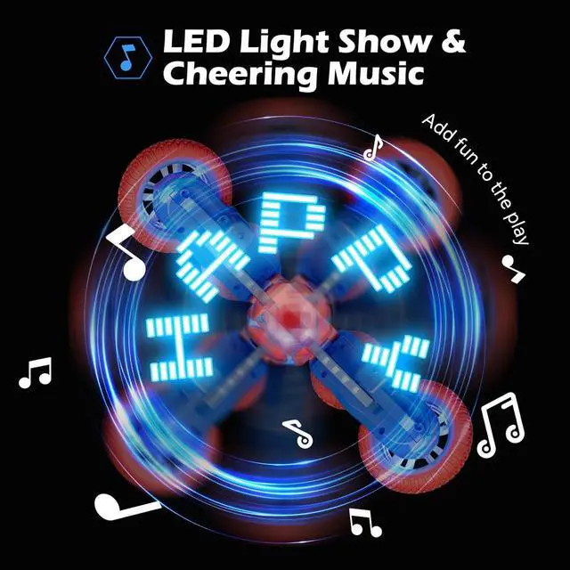 Alt view image 4 of 6 - Remote Control Car, Spider RC Car Toy for Boys Girls Kids 4-6 7-12, Stunt Car with 360 Rotating and Double Sided, LED Lights, Music, 2Modular Batteries 40Mins, Gifts for Birthday Christmas