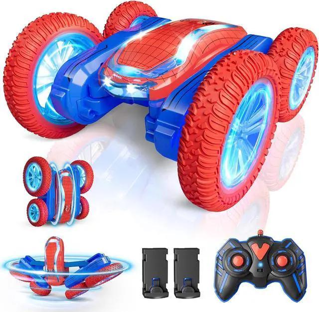 Main image of Remote Control Car, Spider RC Car Toy for Boys Girls Kids 4-6 7-12, Stunt Car with 360 Rotating and Double Sided, LED Lights, Music, 2Modular Batteries 40Mins, Gifts for Birthday Christmas