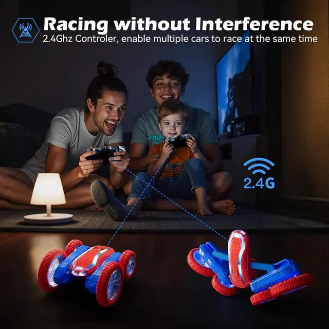 Alt view image 6 of 6 - Remote Control Car, Spider RC Car Toy for Boys Girls Kids 4-6 7-12, Stunt Car with 360 Rotating and Double Sided, LED Lights, Music, 2Modular Batteries 40Mins, Gifts for Birthday Christmas