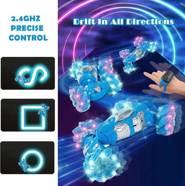 Alt view image 2 of 7 - BEMITON Boys Aged 6-12 Birthday Gift Ideas- Gesture Sensing RC Stunt Car Toy for Kids, Hand-Controlled 2.4Ghz Remote Control Twist Cars, 4WD All-Terrain Off-Road Vehicle