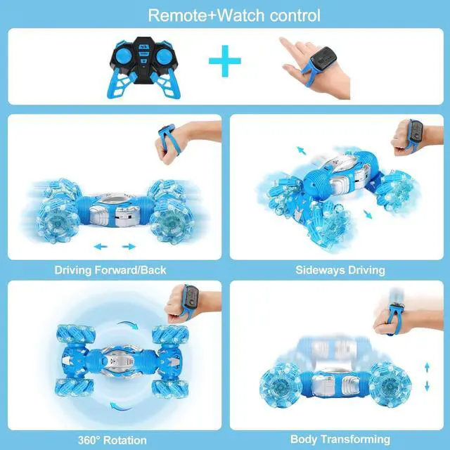 Alt view image 3 of 7 - BEMITON Boys Aged 6-12 Birthday Gift Ideas- Gesture Sensing RC Stunt Car Toy for Kids, Hand-Controlled 2.4Ghz Remote Control Twist Cars, 4WD All-Terrain Off-Road Vehicle