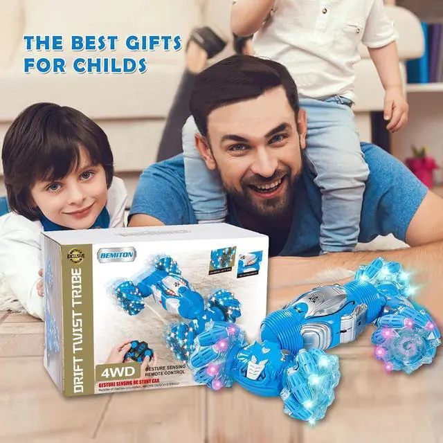 Alt view image 6 of 7 - BEMITON Boys Aged 6-12 Birthday Gift Ideas- Gesture Sensing RC Stunt Car Toy for Kids, Hand-Controlled 2.4Ghz Remote Control Twist Cars, 4WD All-Terrain Off-Road Vehicle