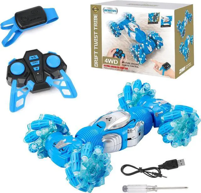 Alt view image 7 of 7 - BEMITON Boys Aged 6-12 Birthday Gift Ideas- Gesture Sensing RC Stunt Car Toy for Kids, Hand-Controlled 2.4Ghz Remote Control Twist Cars, 4WD All-Terrain Off-Road Vehicle