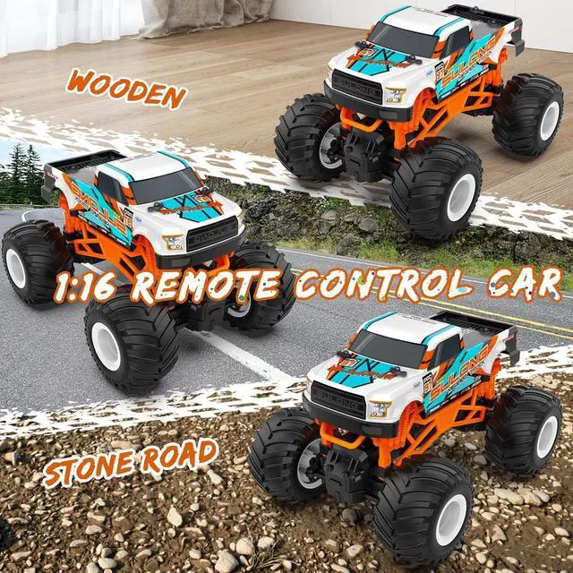 Alt view image 2 of 7 - 1:16 Scale RC Monster Truck - 2.4GHz All Terrain Car for Kids 4-12, 20 Km/h Off Road RC Truck, Christmas or Birthday Gift