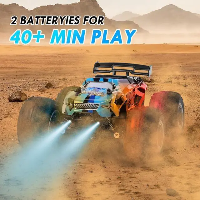 Alt view image 6 of 7 - Remote Control Car, Remote Control Truck, 2.4Ghz All Terrain Off-Road Monster Truck, 20 KM/H Rc Cars with LED Bodylight and 2 Rechargeable Batteries Toys for Boys Age 4-7 8-12