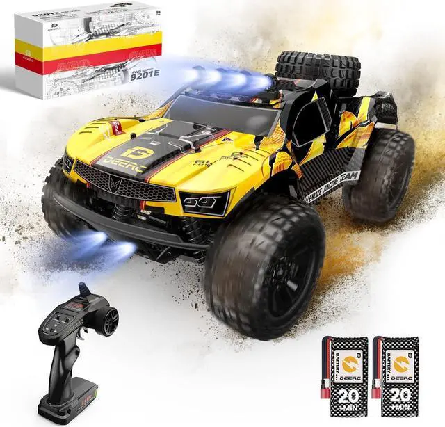 Main image of DEERC 9201E 1:10 Large Remote Control Truck with Lights, Fast Short Course RC Car, 48 km/h 4x4 Off-Road Hobby Grade Toy Monster Crawler Electric Vehicle with 2 Rechargeable Batteries for Adult Kid Boy